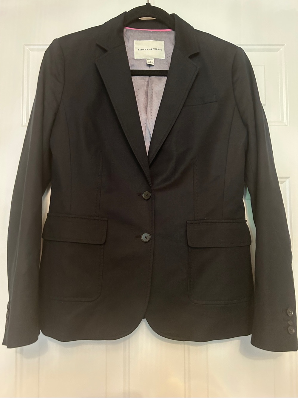 Banana Republic Women's Blazer Black 8 Tailored 2-Button Jacket Classic Stretch